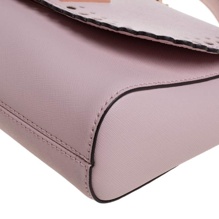 Pre Owned Michael Kors Powder Pink Perforated Leather Hannah Shoulder Bag