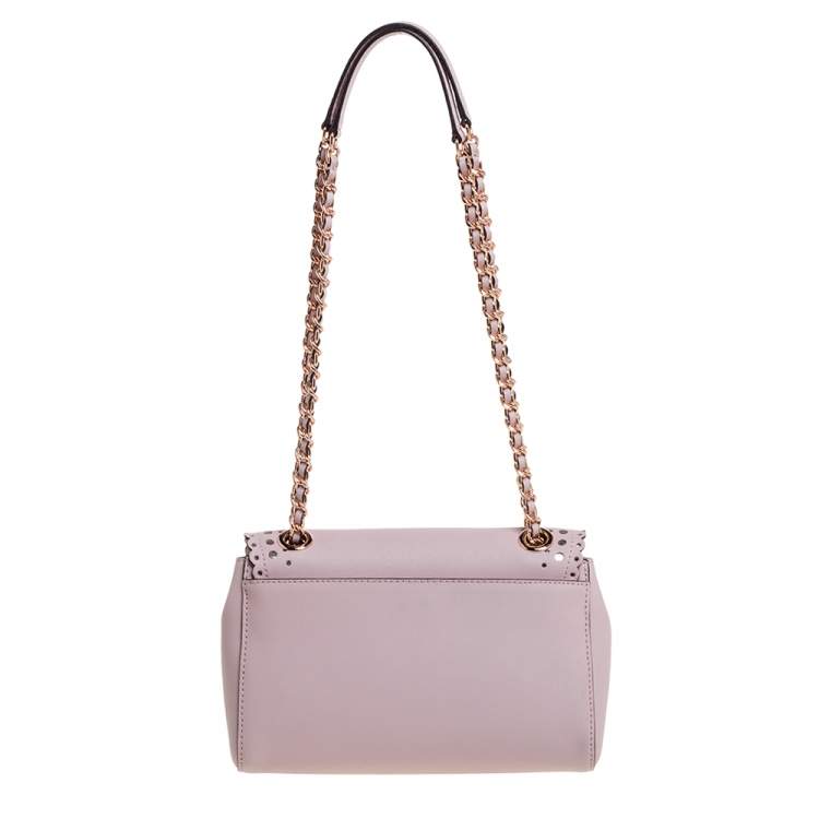 Pre Owned Michael Kors Powder Pink Perforated Leather Hannah Shoulder Bag