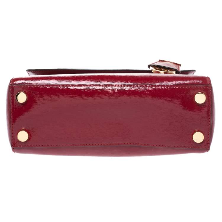 Pre Owned Michael Kors Red Patent Leather Small Ava Top Handle Bag