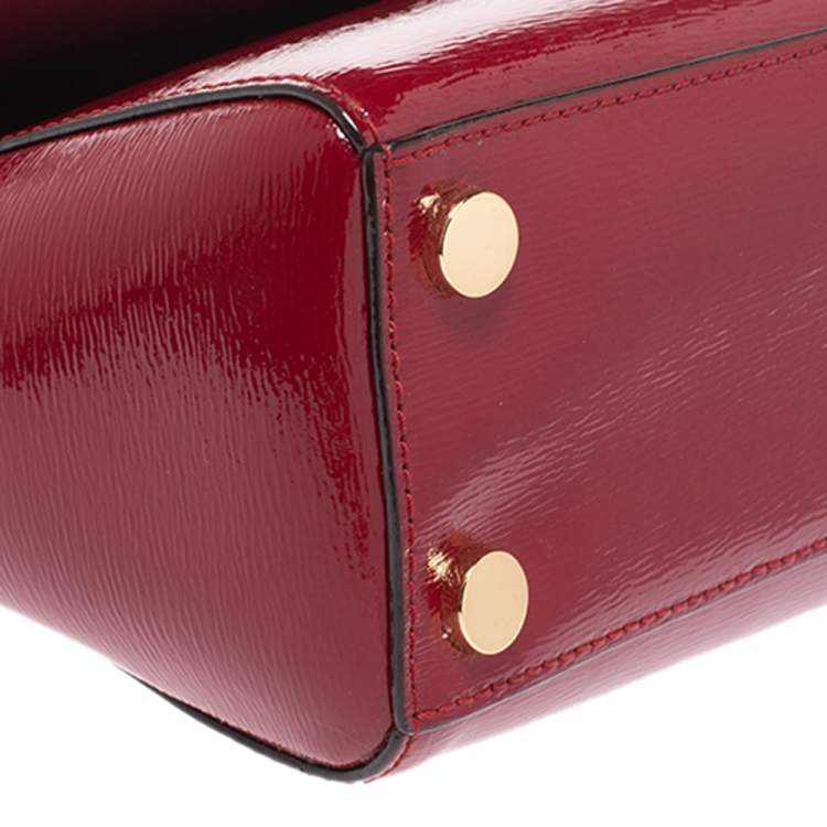 Pre Owned Michael Kors Red Patent Leather Small Ava Top Handle Bag