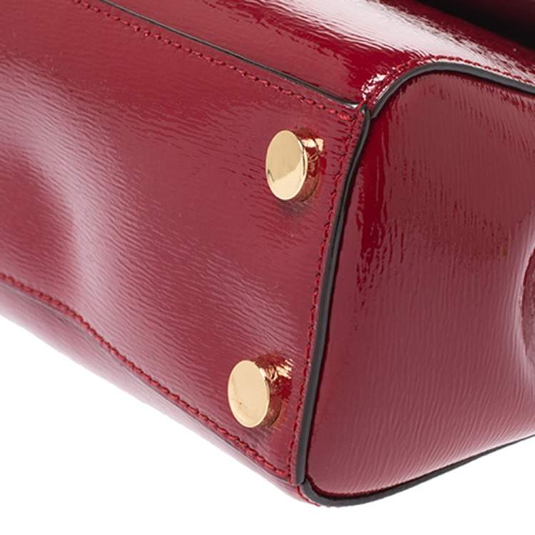 Pre Owned Michael Kors Red Patent Leather Small Ava Top Handle Bag