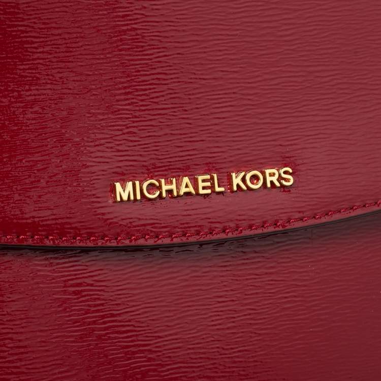 Pre Owned Michael Kors Red Patent Leather Small Ava Top Handle Bag