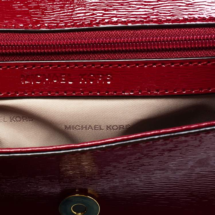 Pre Owned Michael Kors Red Patent Leather Small Ava Top Handle Bag