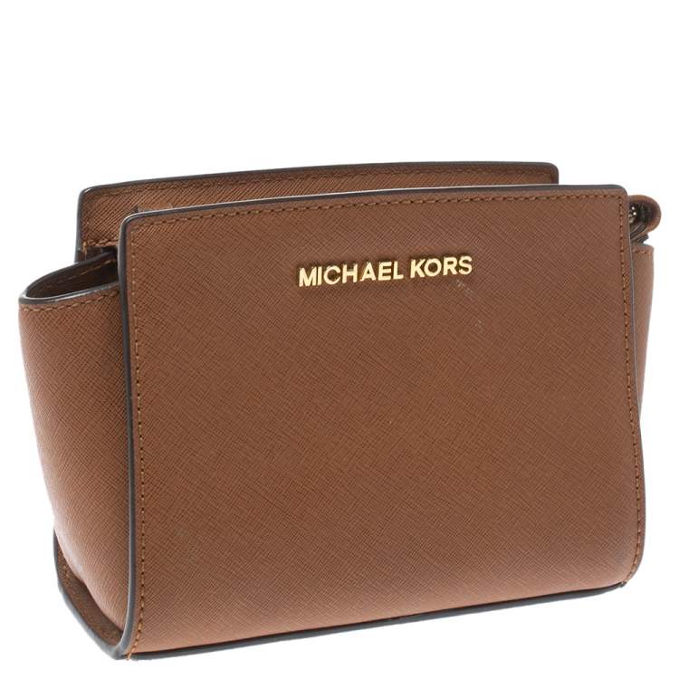 Pre Owned Michael Kors Brown Leather Mini Selma Crossbody Bag