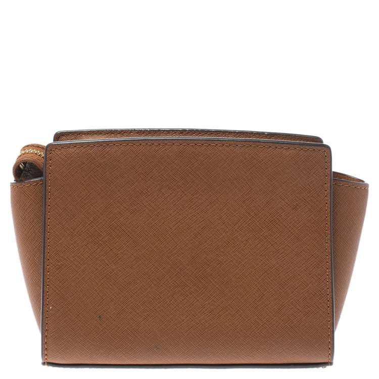 Pre Owned Michael Kors Brown Leather Mini Selma Crossbody Bag