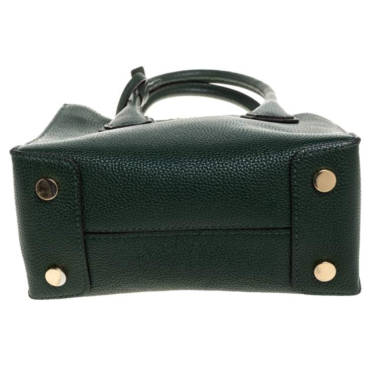 Pre Owned Michael Kors Green Leather Mini Mercer Tote