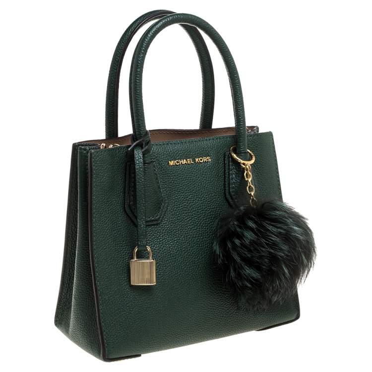 Pre Owned Michael Kors Green Leather Mini Mercer Tote