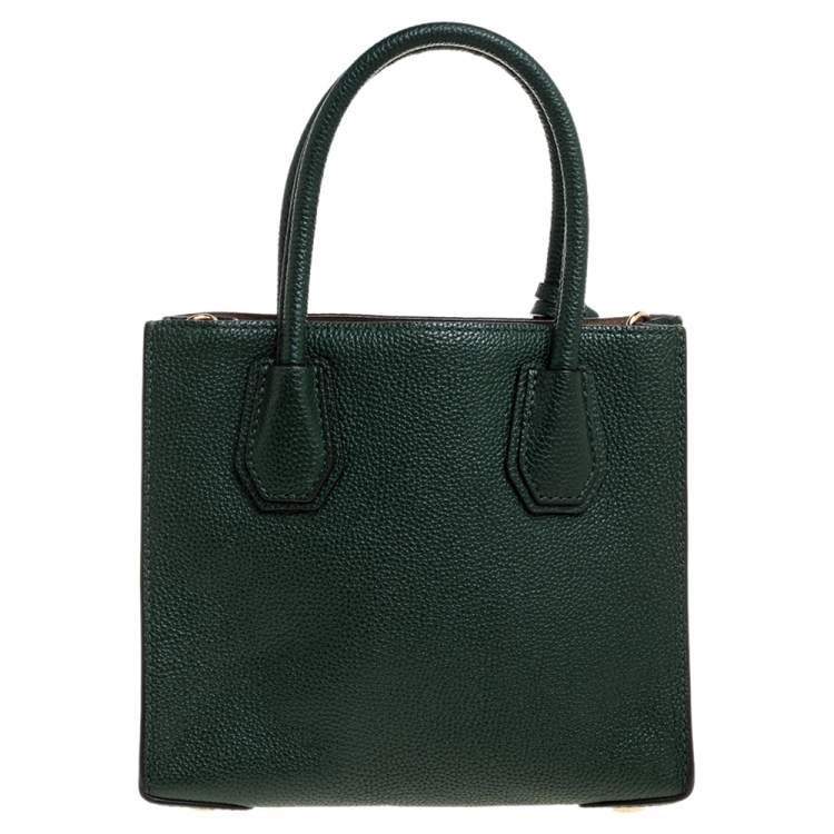 Pre Owned Michael Kors Green Leather Mini Mercer Tote