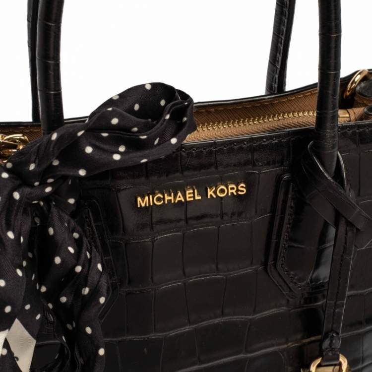 Pre Owned Michael Kors Black Leather Mini Mercer Tote