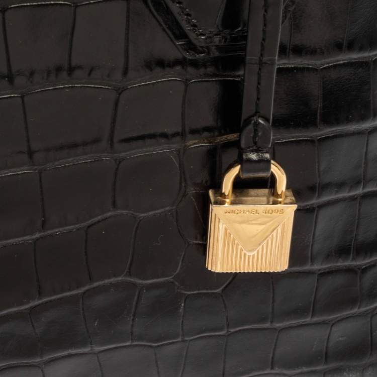 Pre Owned Michael Kors Black Leather Mini Mercer Tote