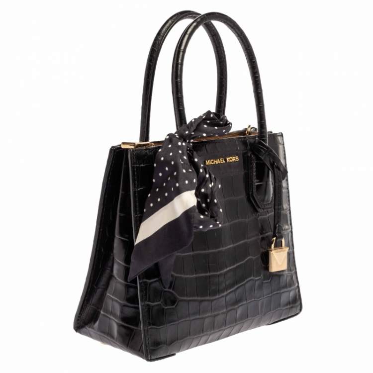 Pre Owned Michael Kors Black Leather Mini Mercer Tote