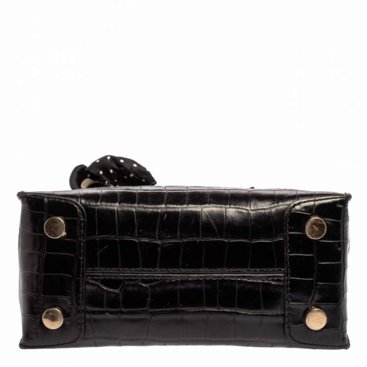 Pre Owned Michael Kors Black Leather Mini Mercer Tote