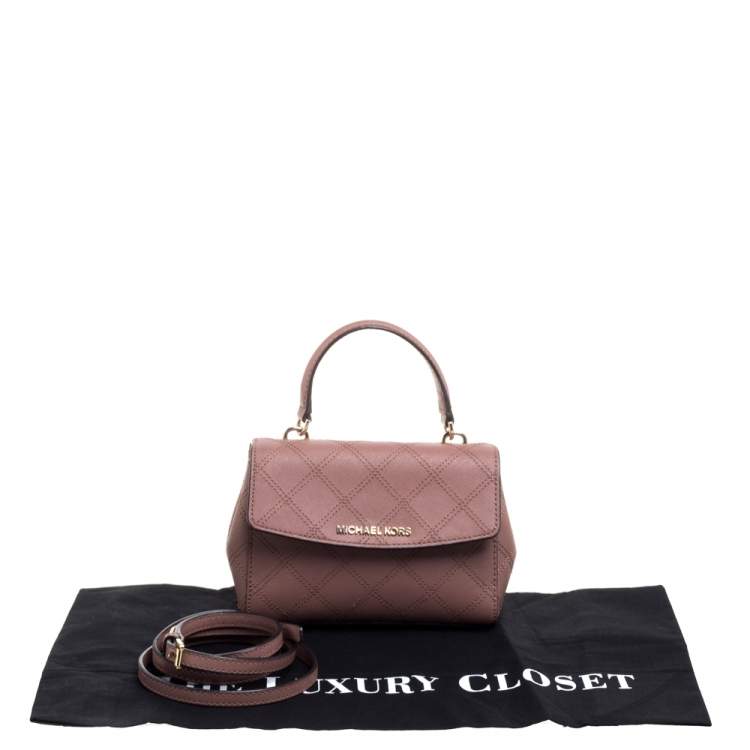 Pre Owned Michael Kors Old Rose Leather Mini Ava Top Handle Bag
