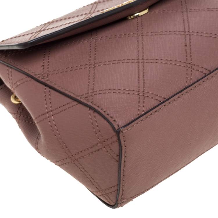 Pre Owned Michael Kors Old Rose Leather Mini Ava Top Handle Bag