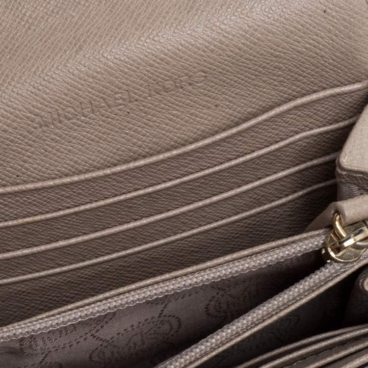 Pre Owned MICHAEL Michael Kors Beige Python Embossed Leather Top Zip Jet Set Tote