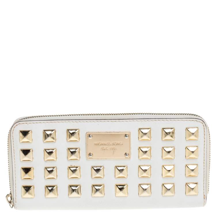 white and gold michael kors wallet