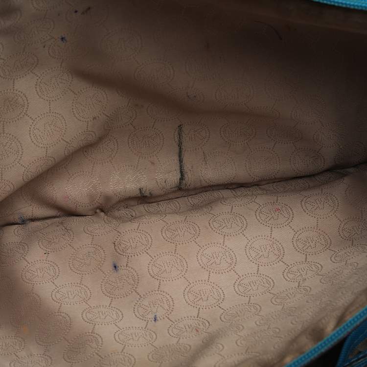 Pre Owned MICHAEL Michael Kors Blue Leather Medium Jet Set Tote