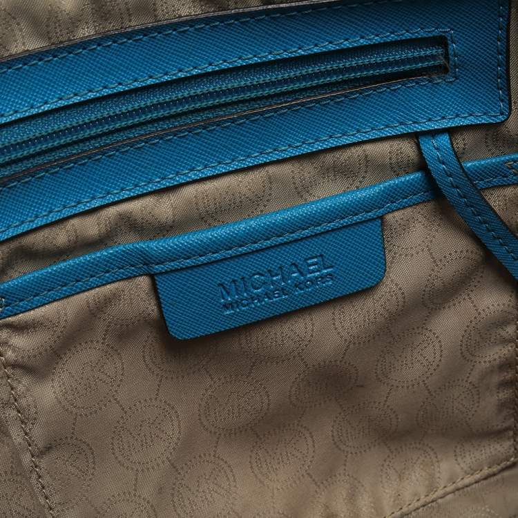 Pre Owned MICHAEL Michael Kors Blue Leather Medium Jet Set Tote