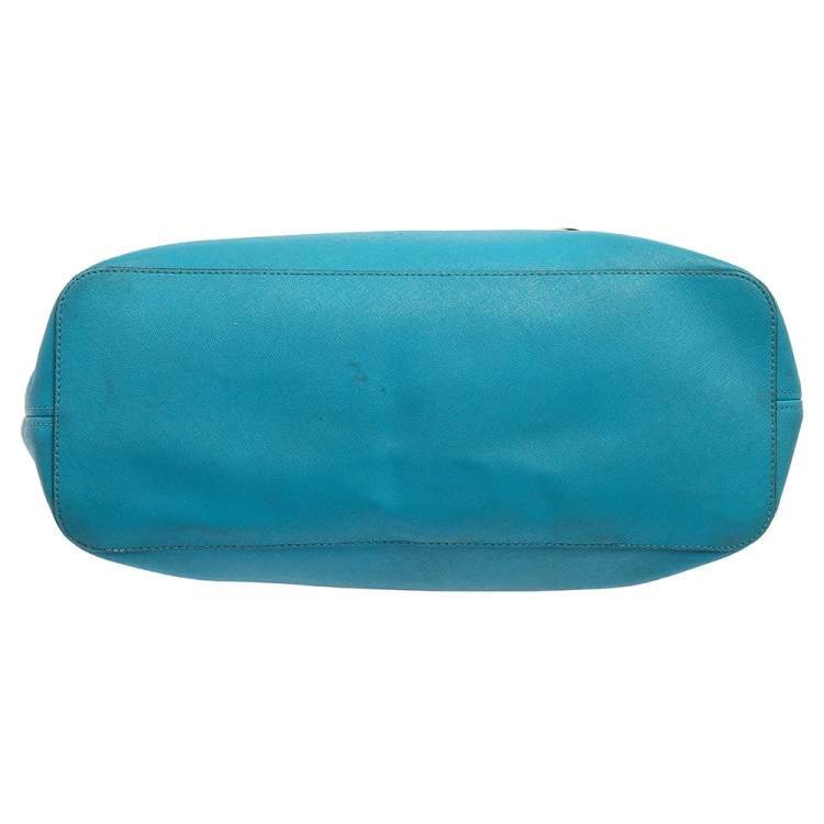 Pre Owned MICHAEL Michael Kors Blue Leather Medium Jet Set Tote