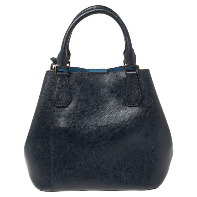 Pre Owned Michael Kors Navy Blue Leather Front Pocket Tote