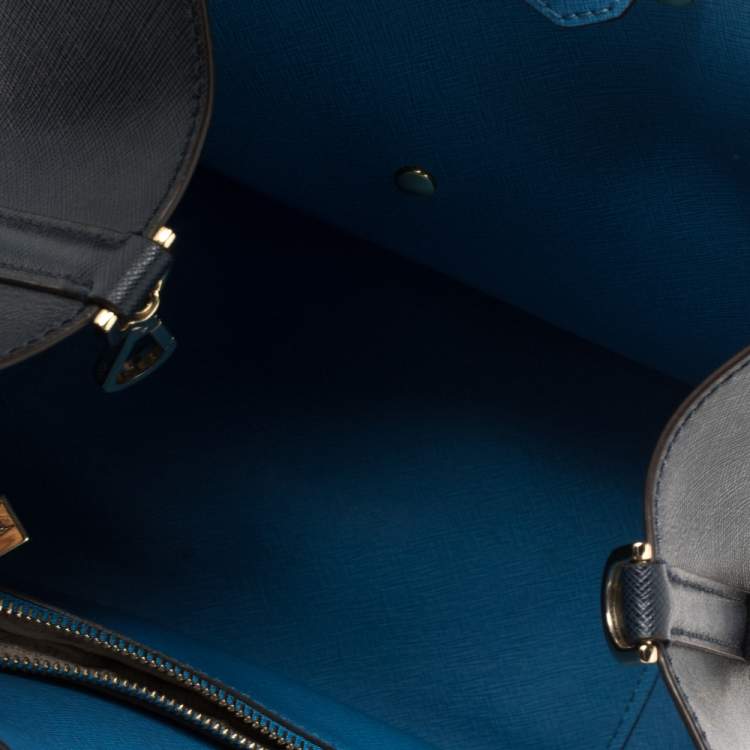 Pre Owned Michael Kors Navy Blue Leather Front Pocket Tote