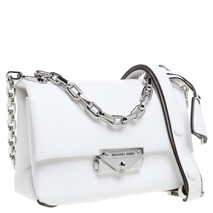 Pre Owned Michael Kors White Leather Extra Small Cece Top Handle Bag
