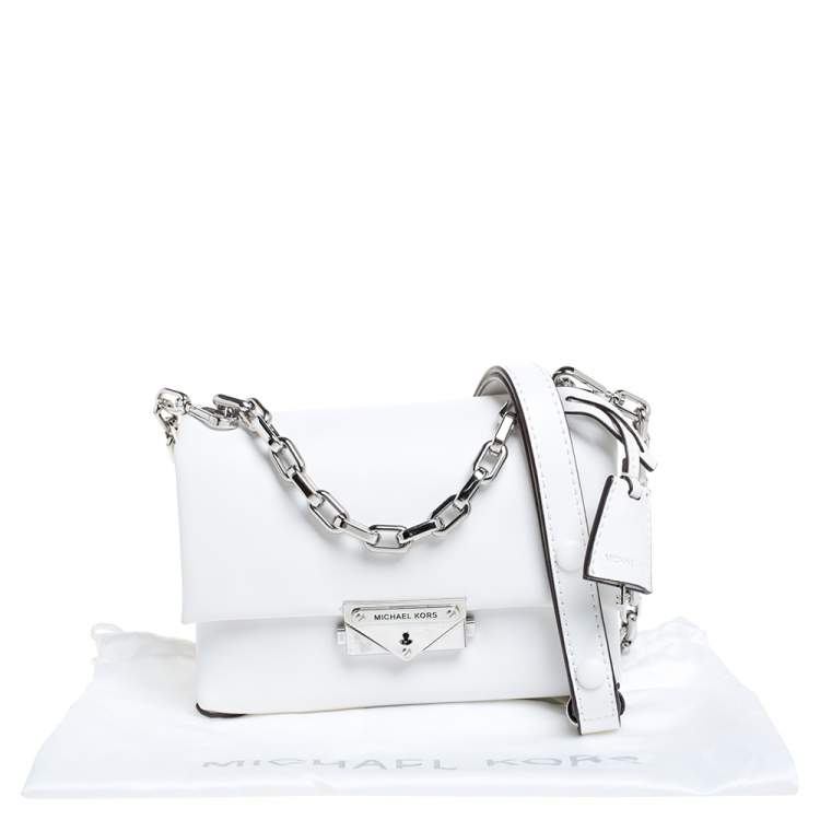 Pre Owned Michael Kors White Leather Extra Small Cece Top Handle Bag