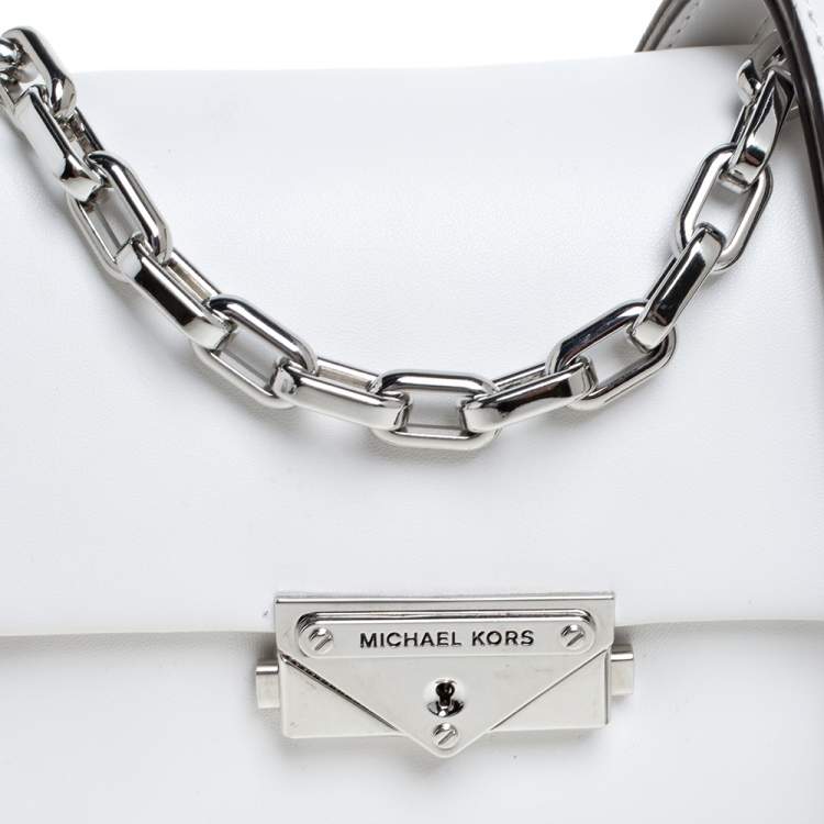 Pre Owned Michael Kors White Leather Extra Small Cece Top Handle Bag