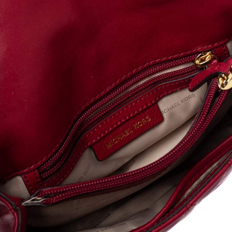 Pre Owned Michael Kors Red Matalesse Leather Small Sloan Shoulder Bag