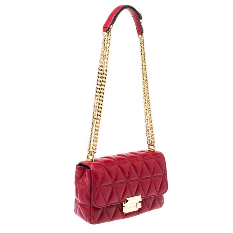 Pre Owned Michael Kors Red Matalesse Leather Small Sloan Shoulder Bag