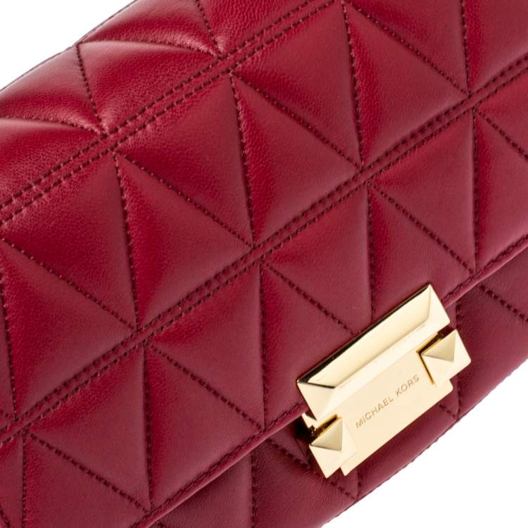 Pre Owned Michael Kors Red Matalesse Leather Small Sloan Shoulder Bag