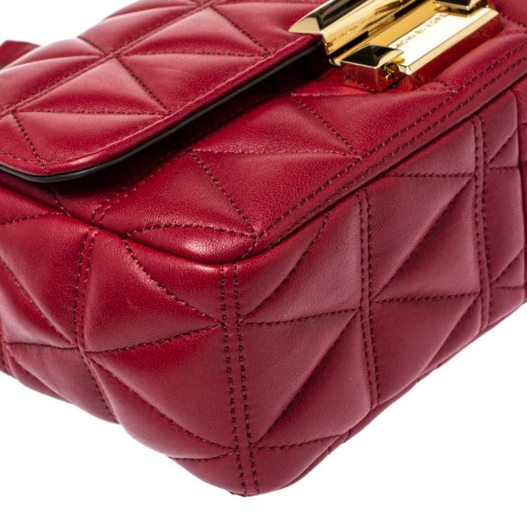 Pre Owned Michael Kors Red Matalesse Leather Small Sloan Shoulder Bag
