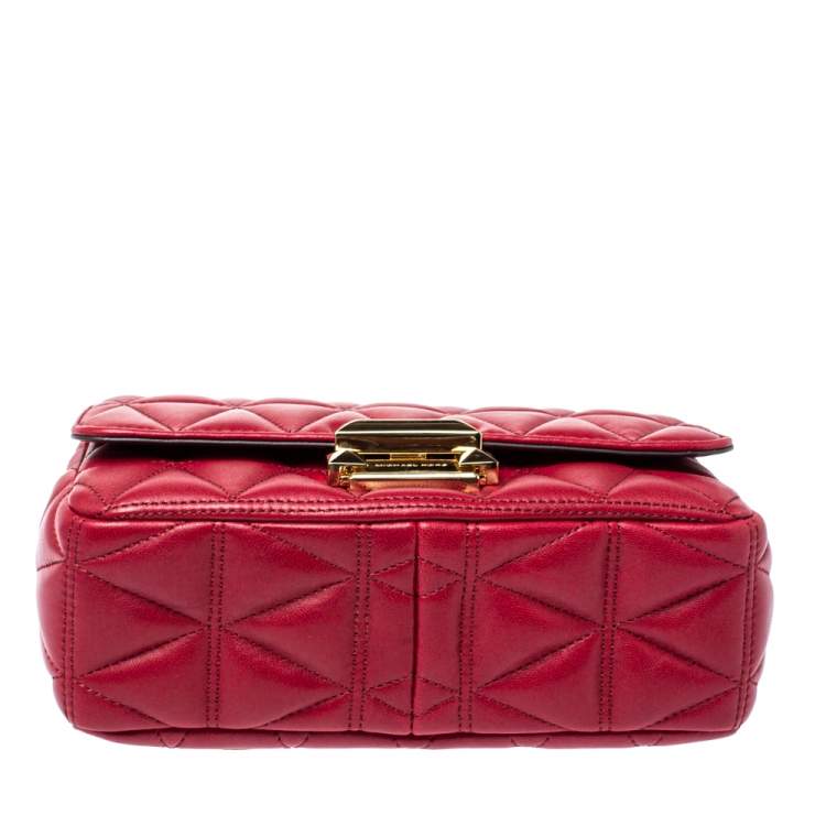 Pre Owned Michael Kors Red Matalesse Leather Small Sloan Shoulder Bag