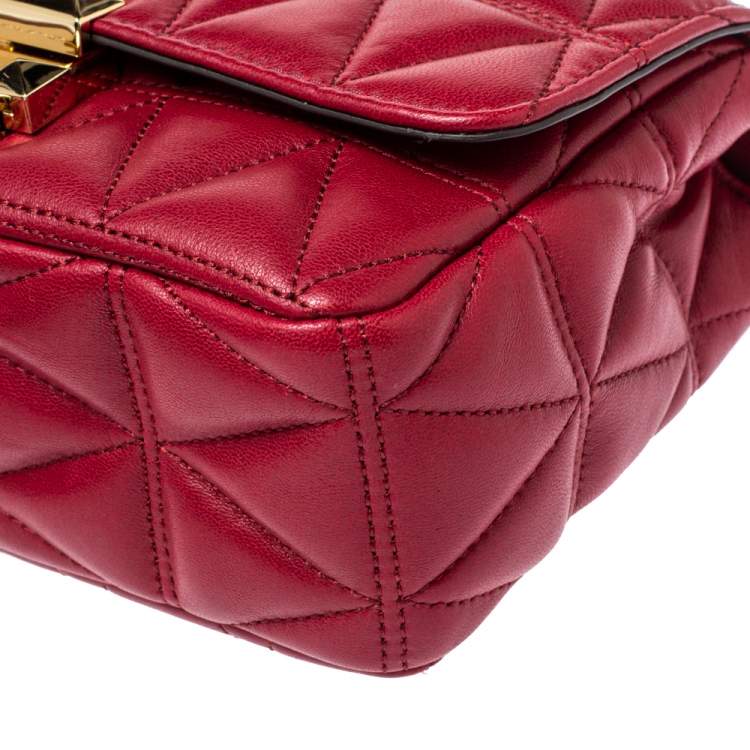 Pre Owned Michael Kors Red Matalesse Leather Small Sloan Shoulder Bag