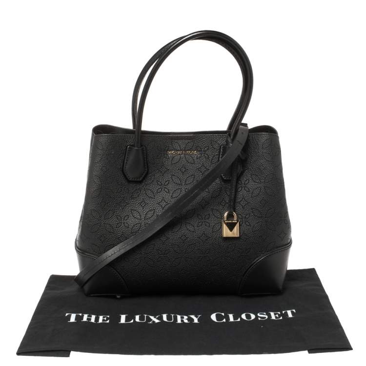 Pre Owned Michael Kors Black Perforated Leather Mercer Tote