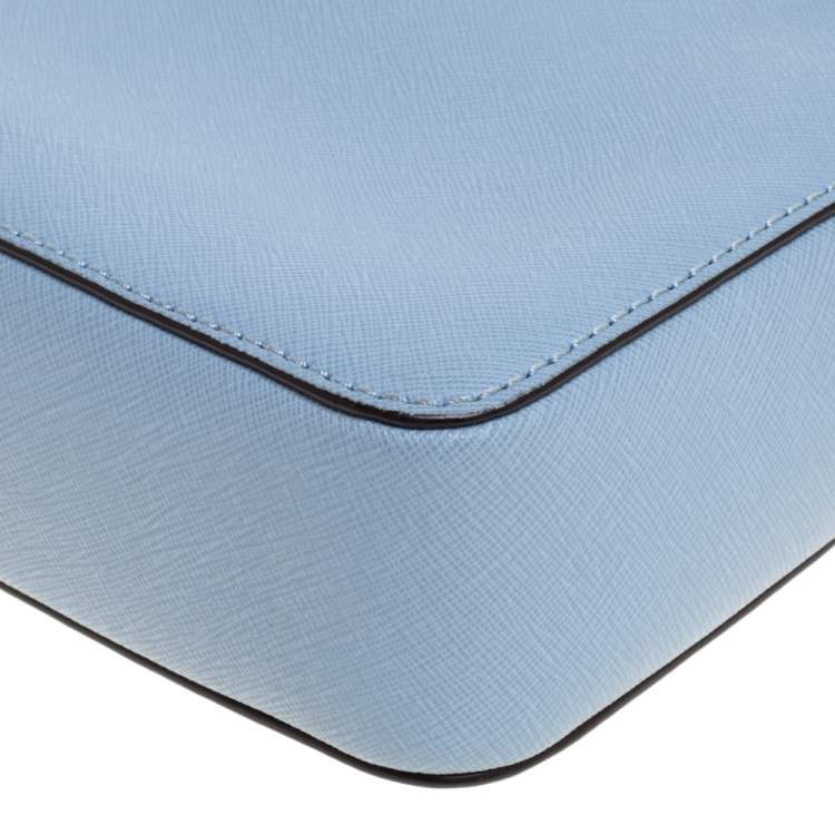 Pre Owned Michael Kors Powder Blue Leather Jet Set Crossbody Bag