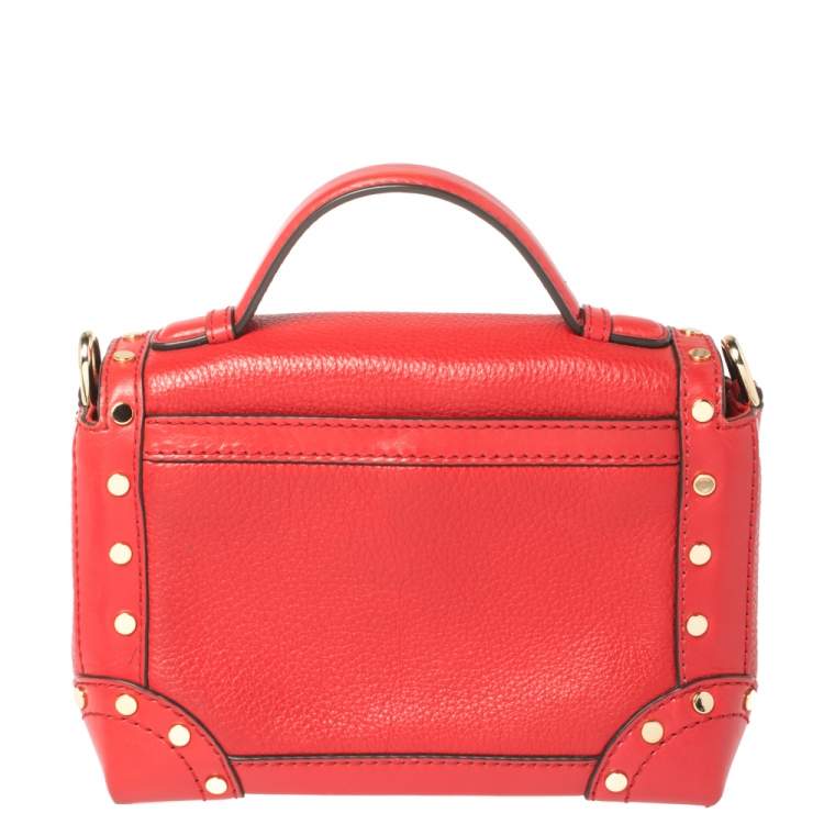 Pre Owned Michael Kors Red Leather Cori Top Handle Bag