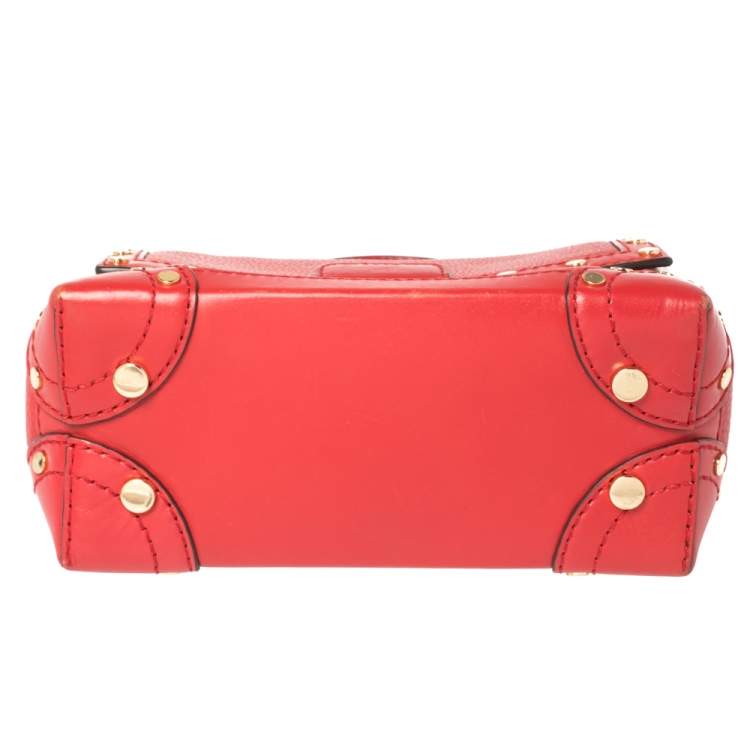 Pre Owned Michael Kors Red Leather Cori Top Handle Bag