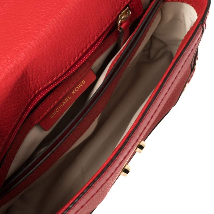 Pre Owned Michael Kors Red Leather Cori Top Handle Bag