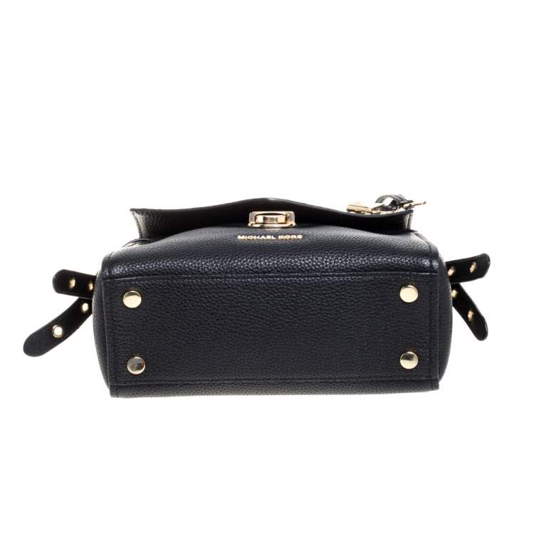 Pre Owned Michael Kors Black Leather Studded Top Handle Bag