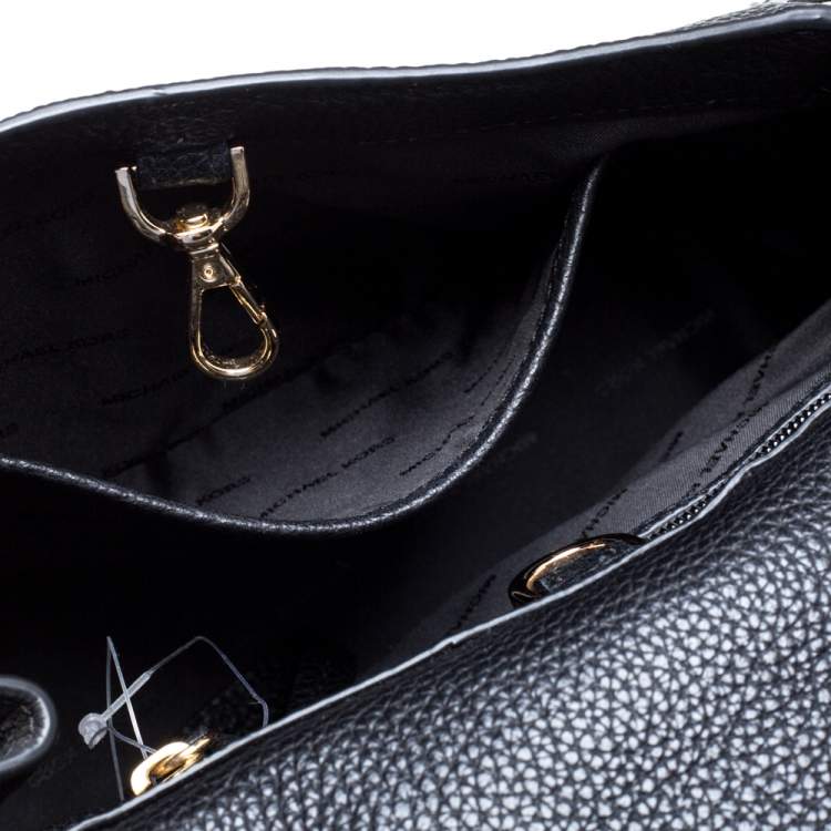 Pre Owned Michael Kors Black Leather Studded Top Handle Bag