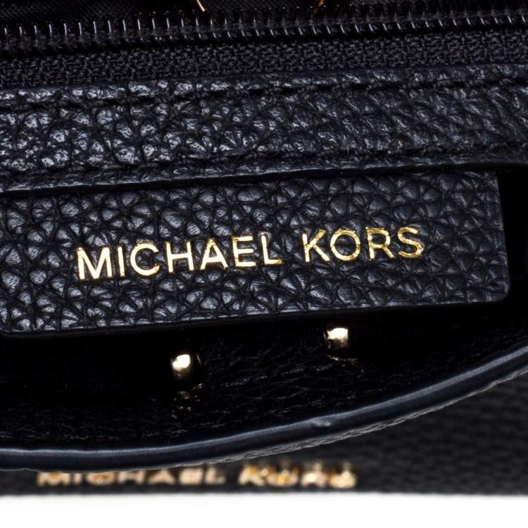 Pre Owned Michael Kors Black Leather Studded Top Handle Bag
