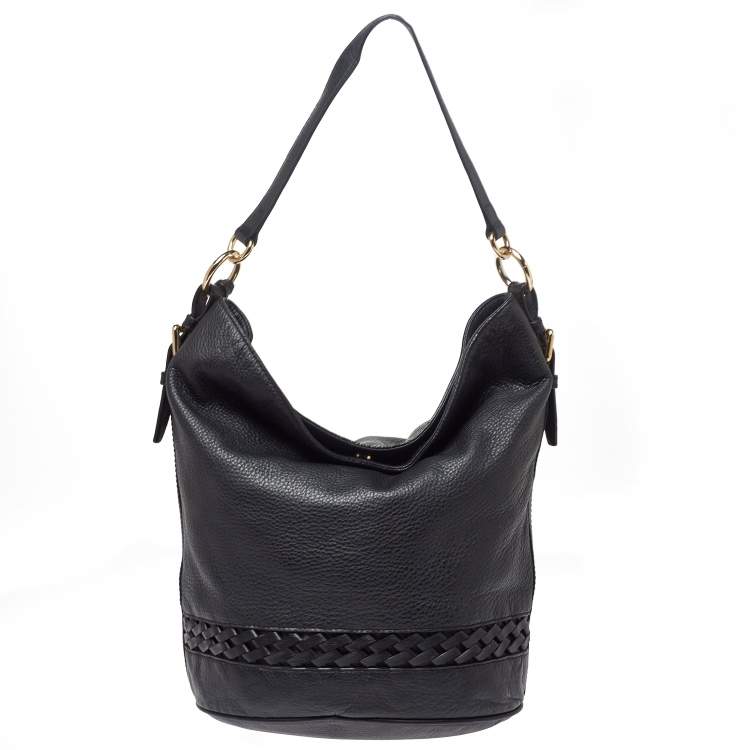 Pre Owned Michael Michael Kors Black Leather Hobo