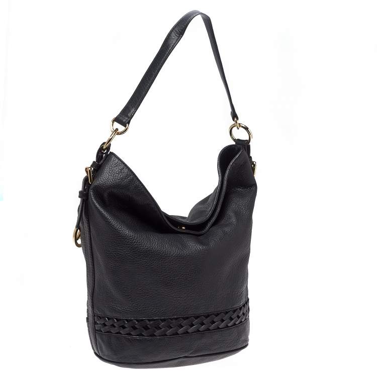 michael kors black leather hobo purse