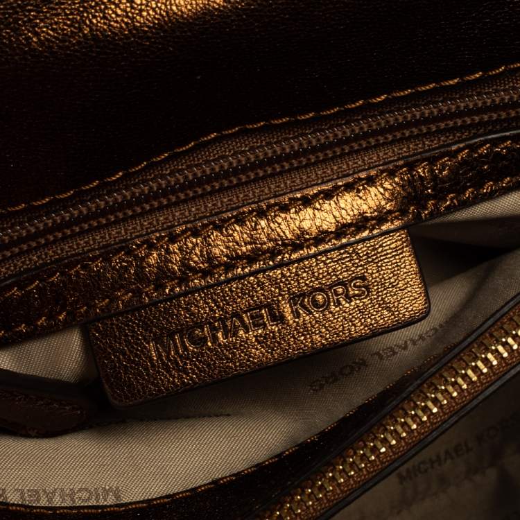 Pre Owned Michael Kors Metallic Brown Quilted Leather Whitney Shoulder Bag