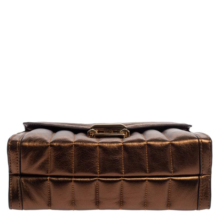 Pre Owned Michael Kors Metallic Brown Quilted Leather Whitney Shoulder Bag