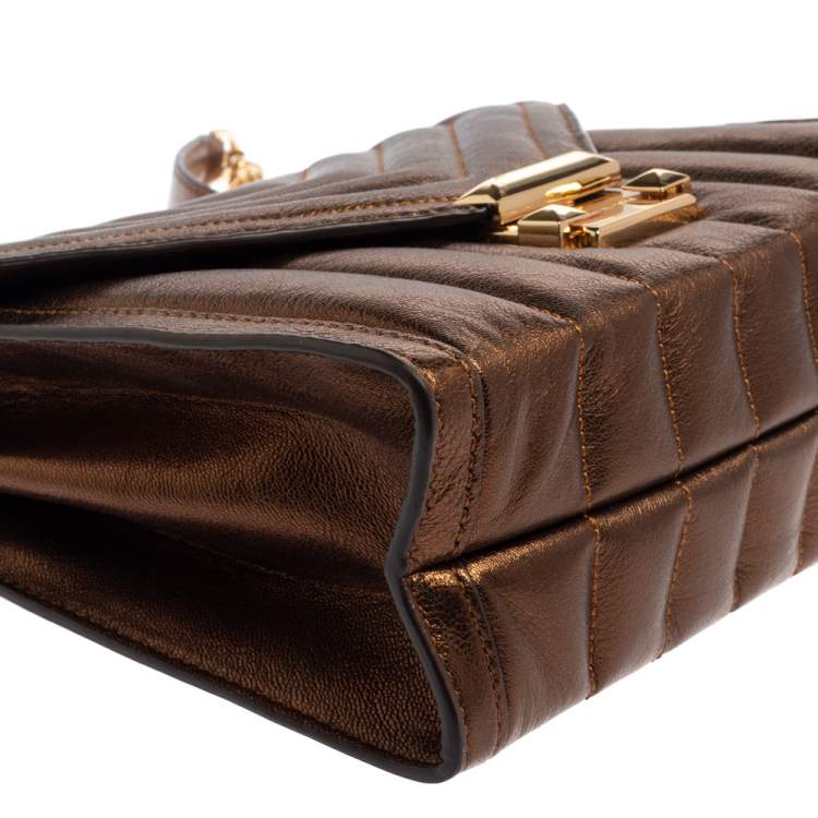 Pre Owned Michael Kors Metallic Brown Quilted Leather Whitney Shoulder Bag