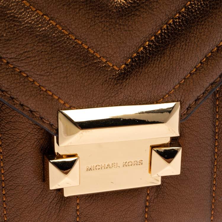 Pre Owned Michael Kors Metallic Brown Quilted Leather Whitney Shoulder Bag