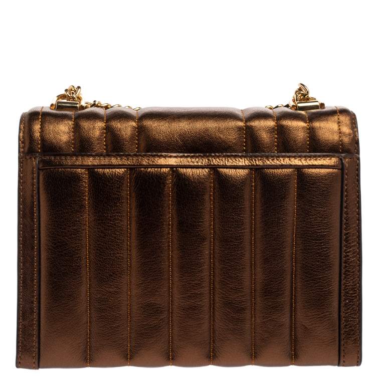 Pre Owned Michael Kors Metallic Brown Quilted Leather Whitney Shoulder Bag