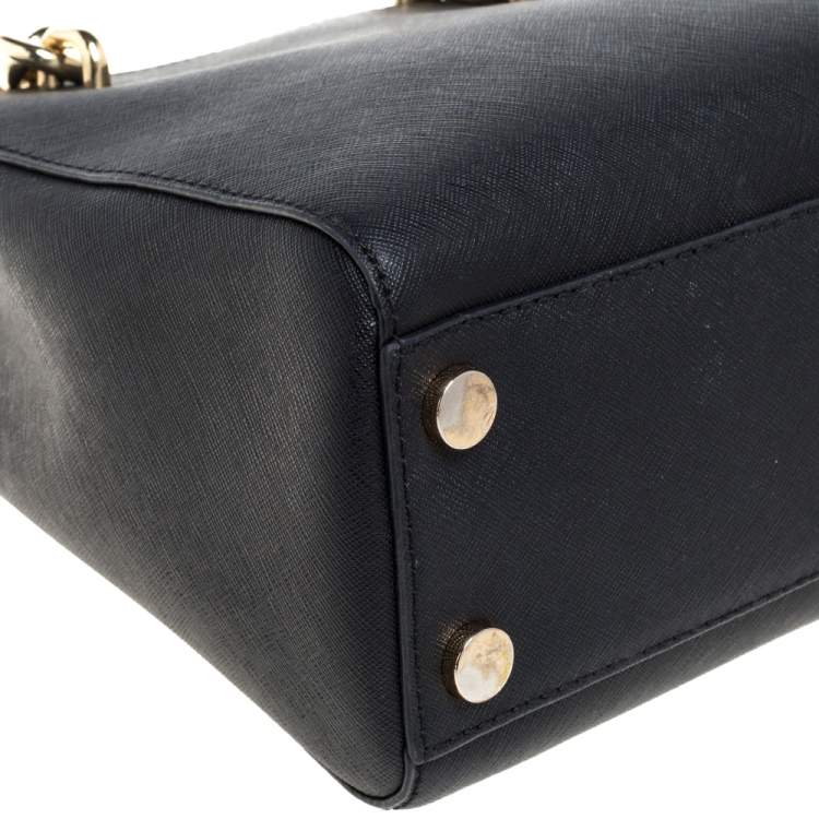 Pre Owned Michael Kors Black Leather Small Cynthia Tote